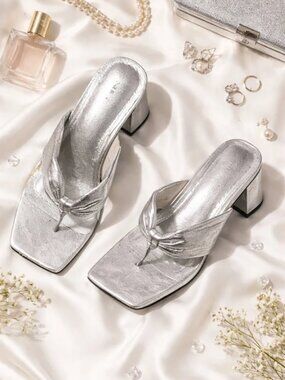 Silver Block Heels